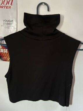 White Stag Black Sleeveless Mock Neck Crop Top